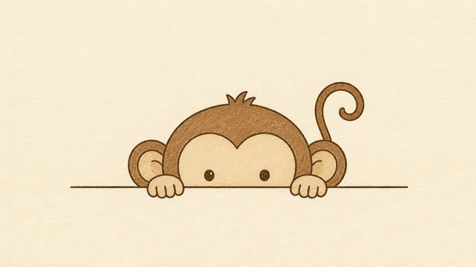An easy monkey peeking over an edge with hands gripping it