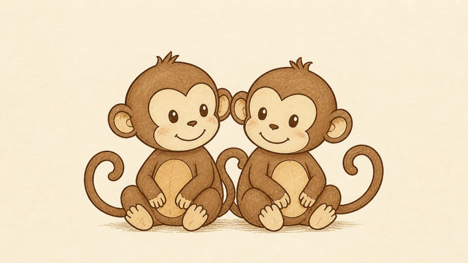 Two easy monkeys sitting side by side