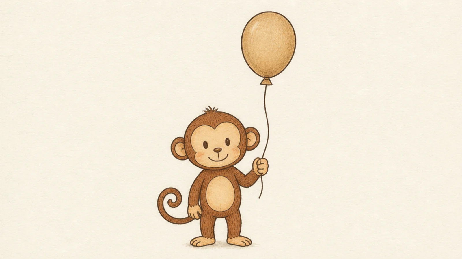 An easy monkey holding a balloon on a string