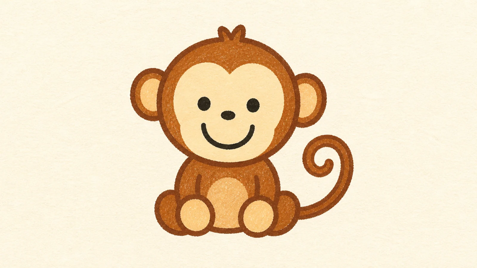 A simple kid-friendly monkey face with a big U-shaped smile