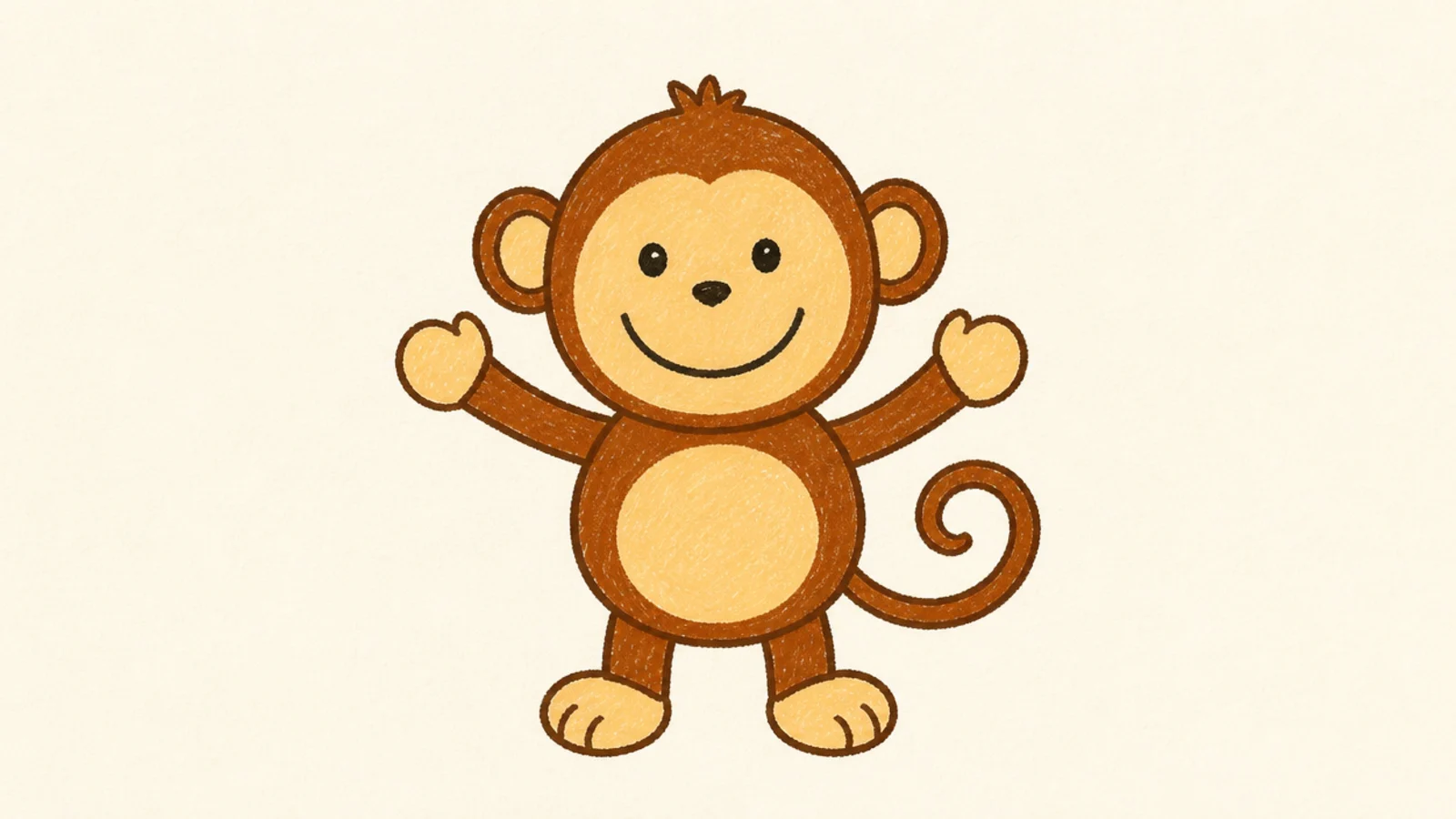 A kid-friendly monkey made from a head circle and a tummy circle