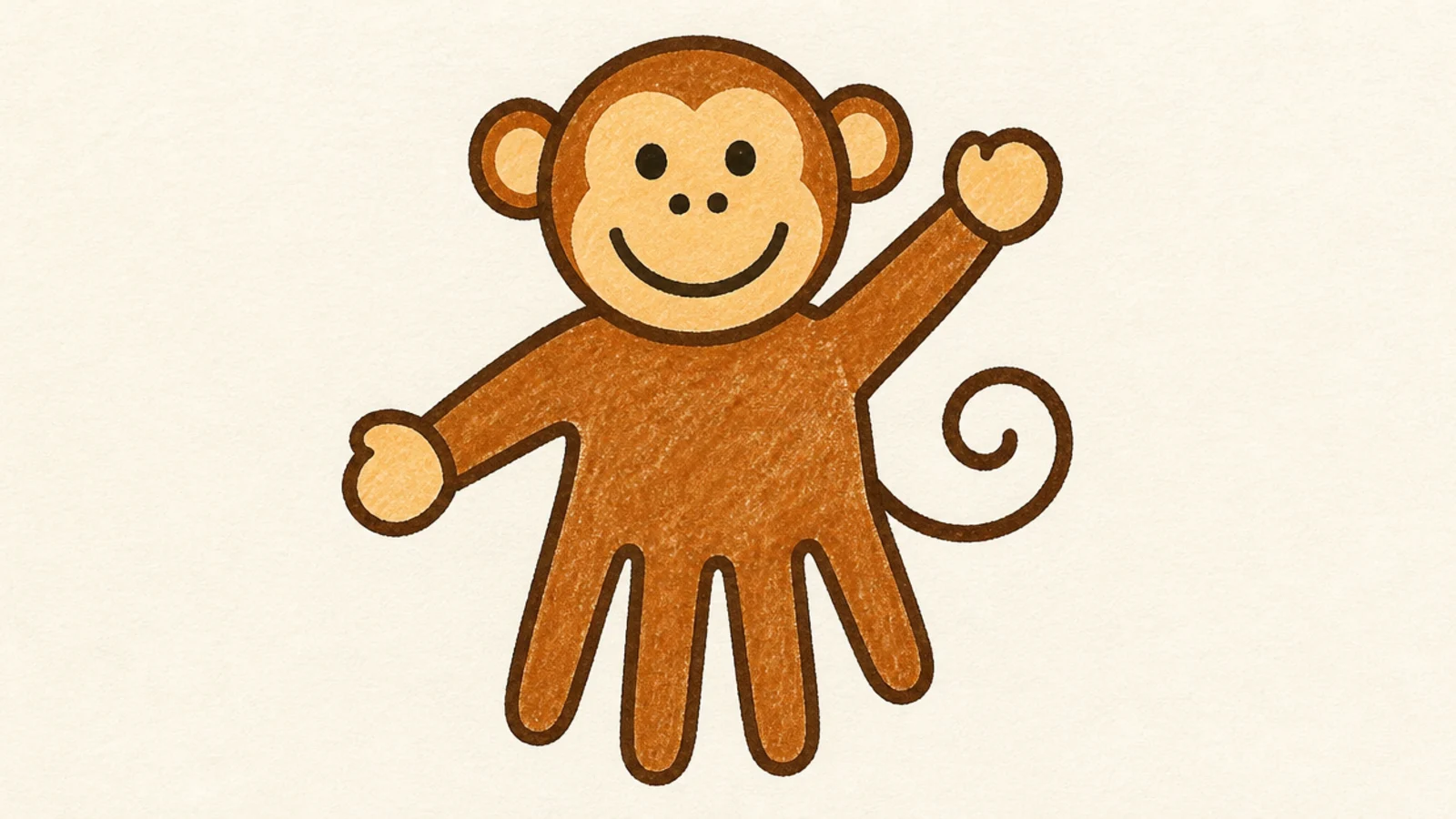 A kid-friendly monkey made from a traced handprint