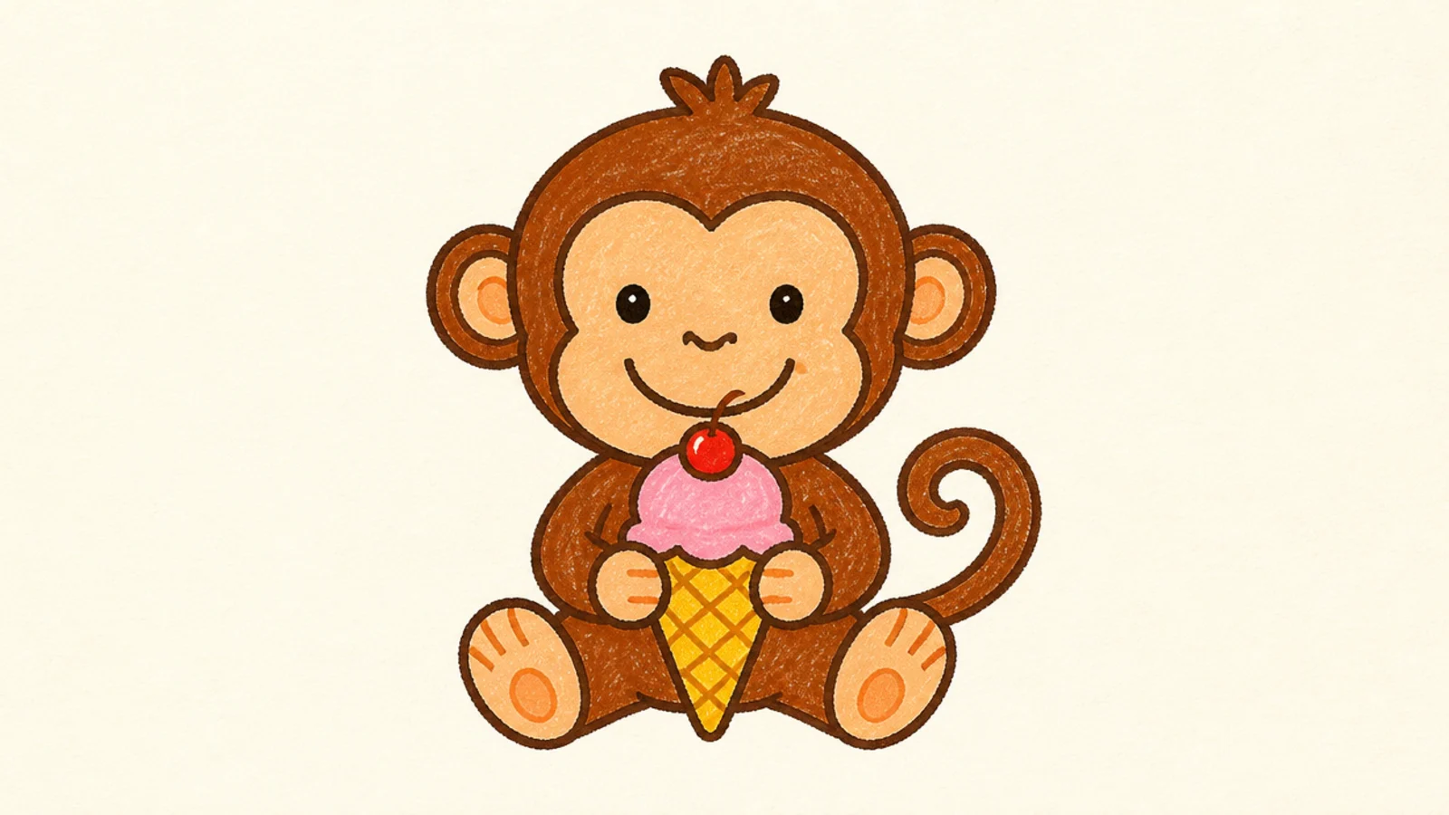A kid-friendly monkey holding an ice cream cone
