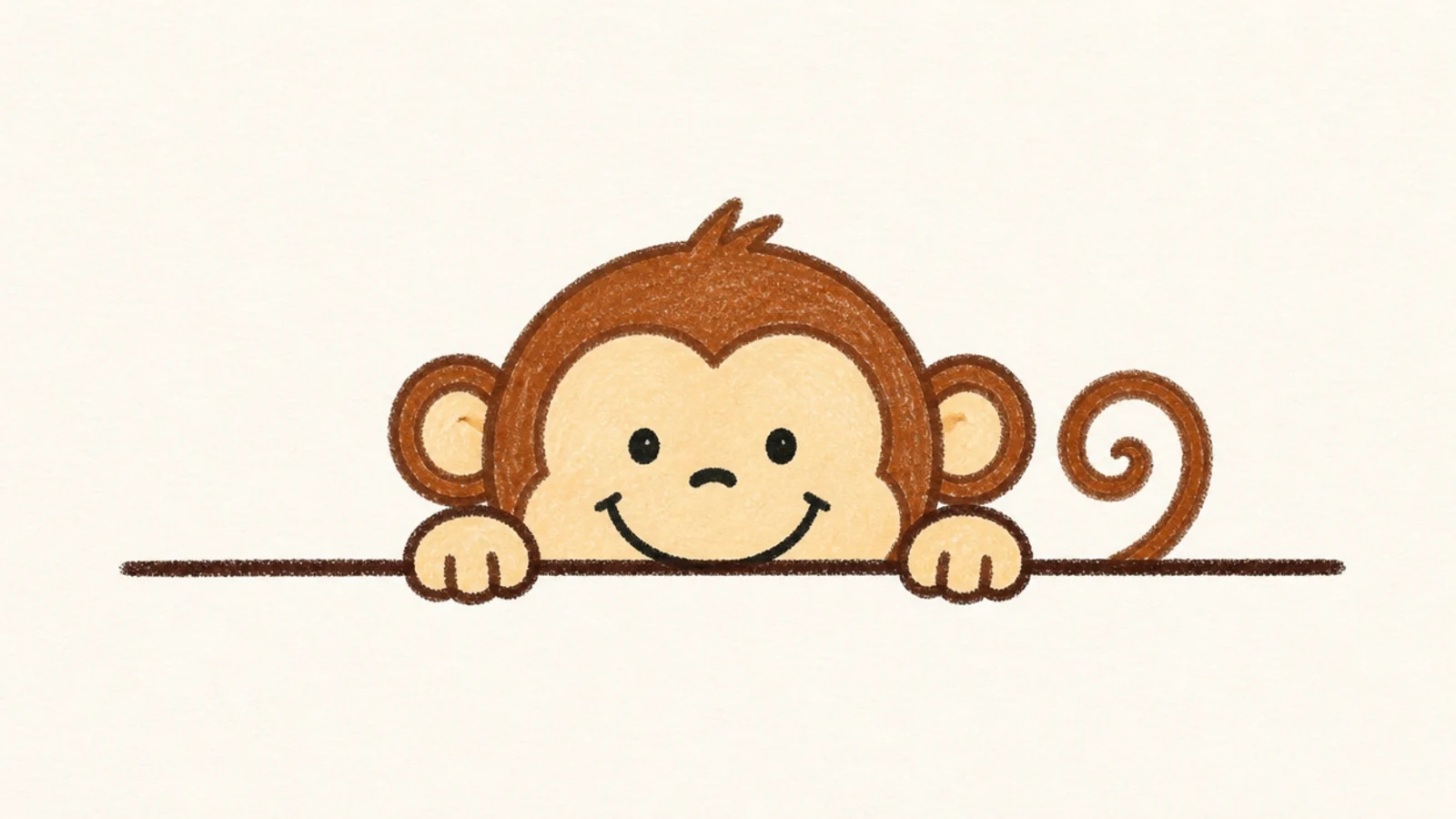 A kid-friendly monkey peeking over a line