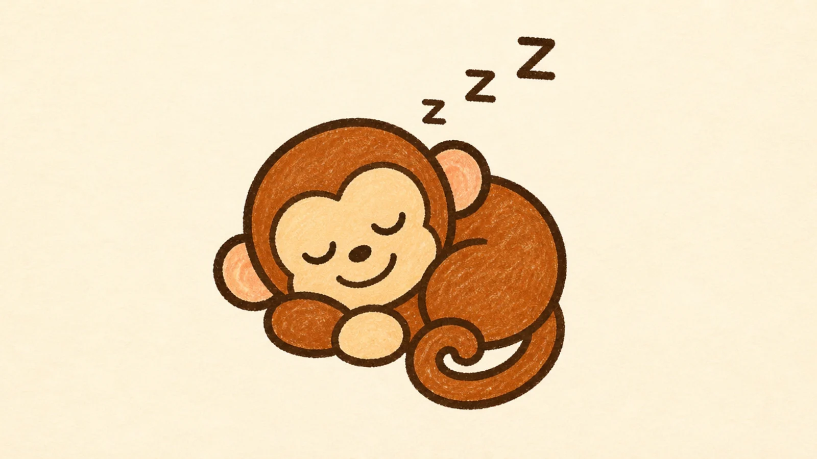 A kid-friendly monkey sleeping with closed eyes