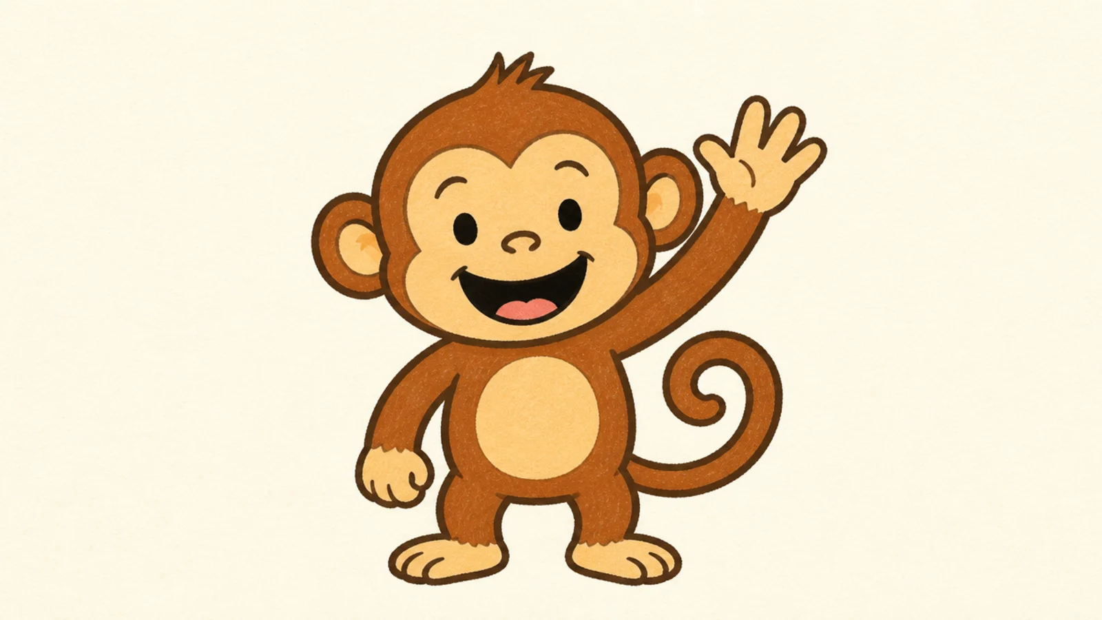 A kid-friendly monkey waving hello