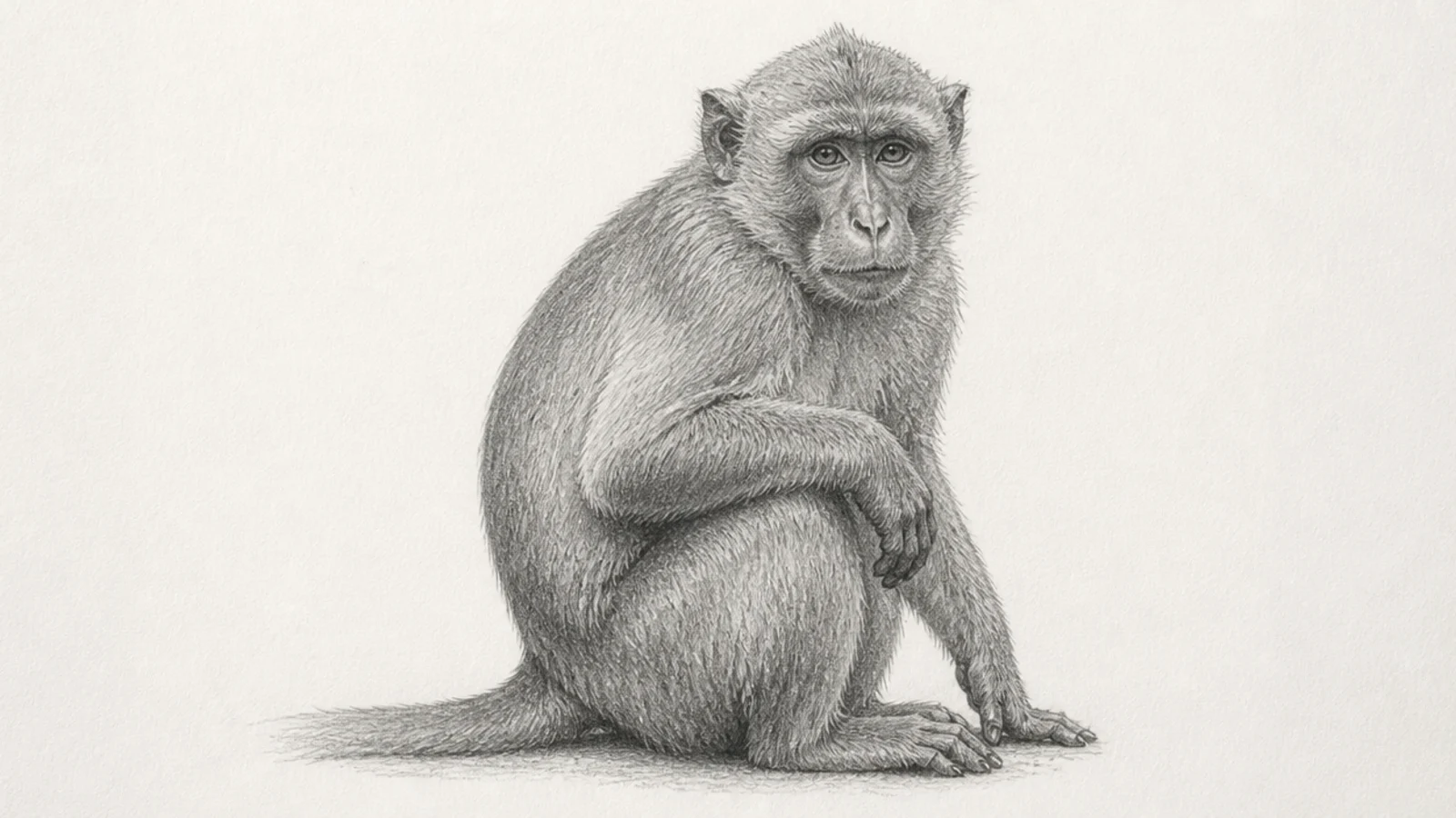 A realistic monkey study showing solid form blocked in before any fur