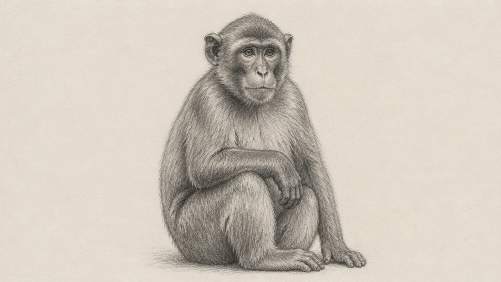 A realistic monkey defined by value edges instead of hard outlines