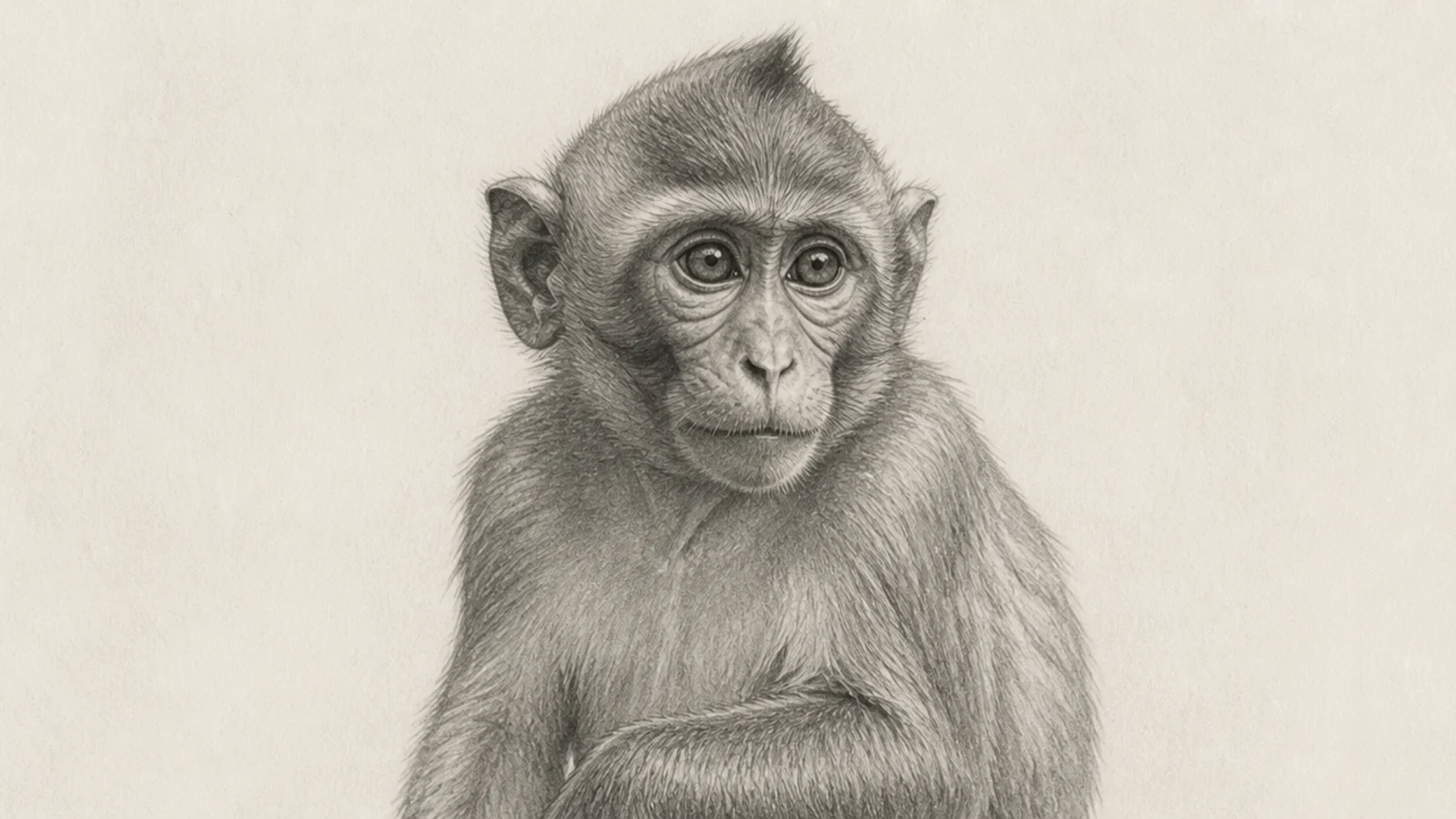 A realistic monkey with carefully rendered lifelike eyes