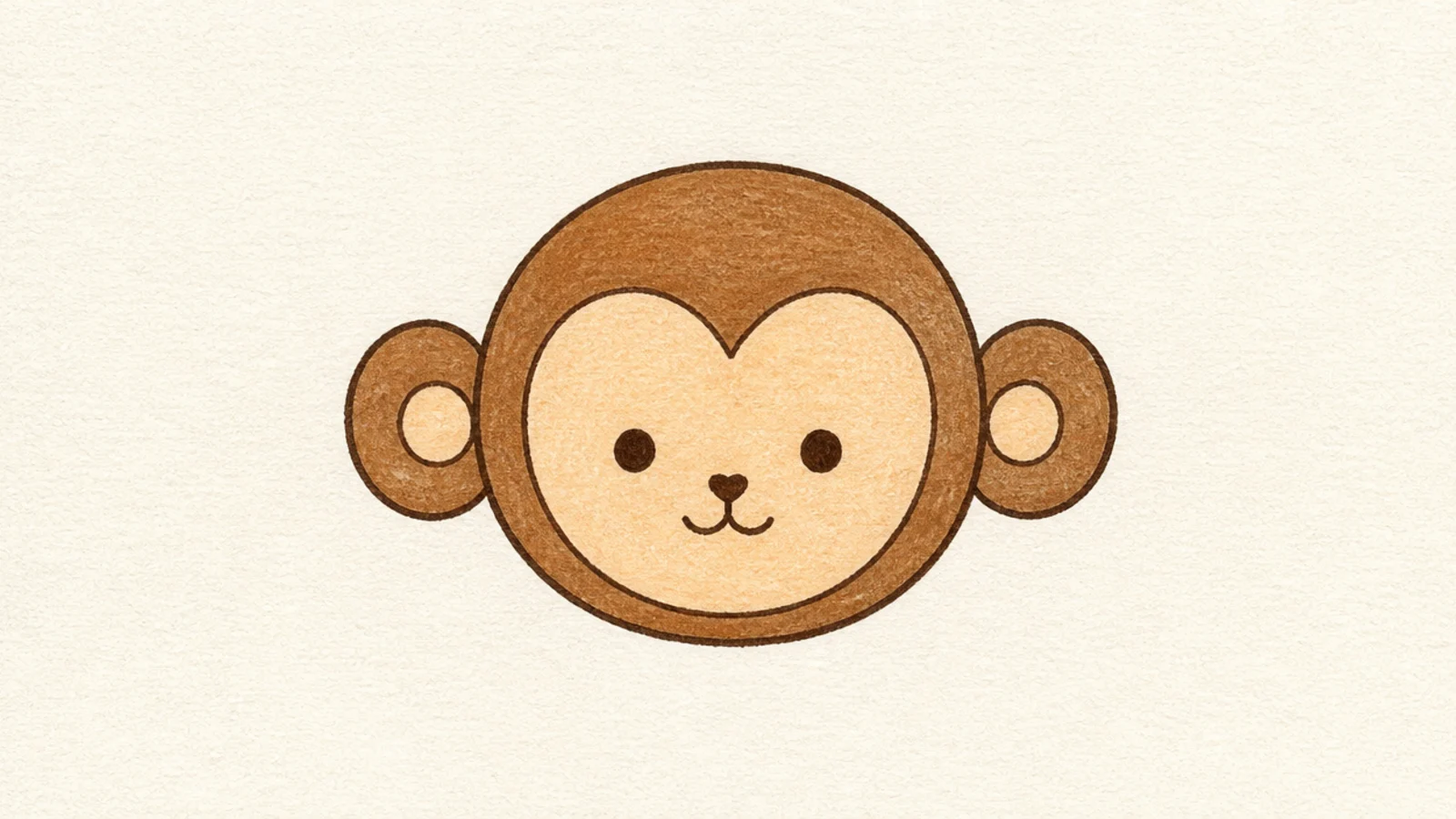 A simple monkey face with two oversized round ears on the sides