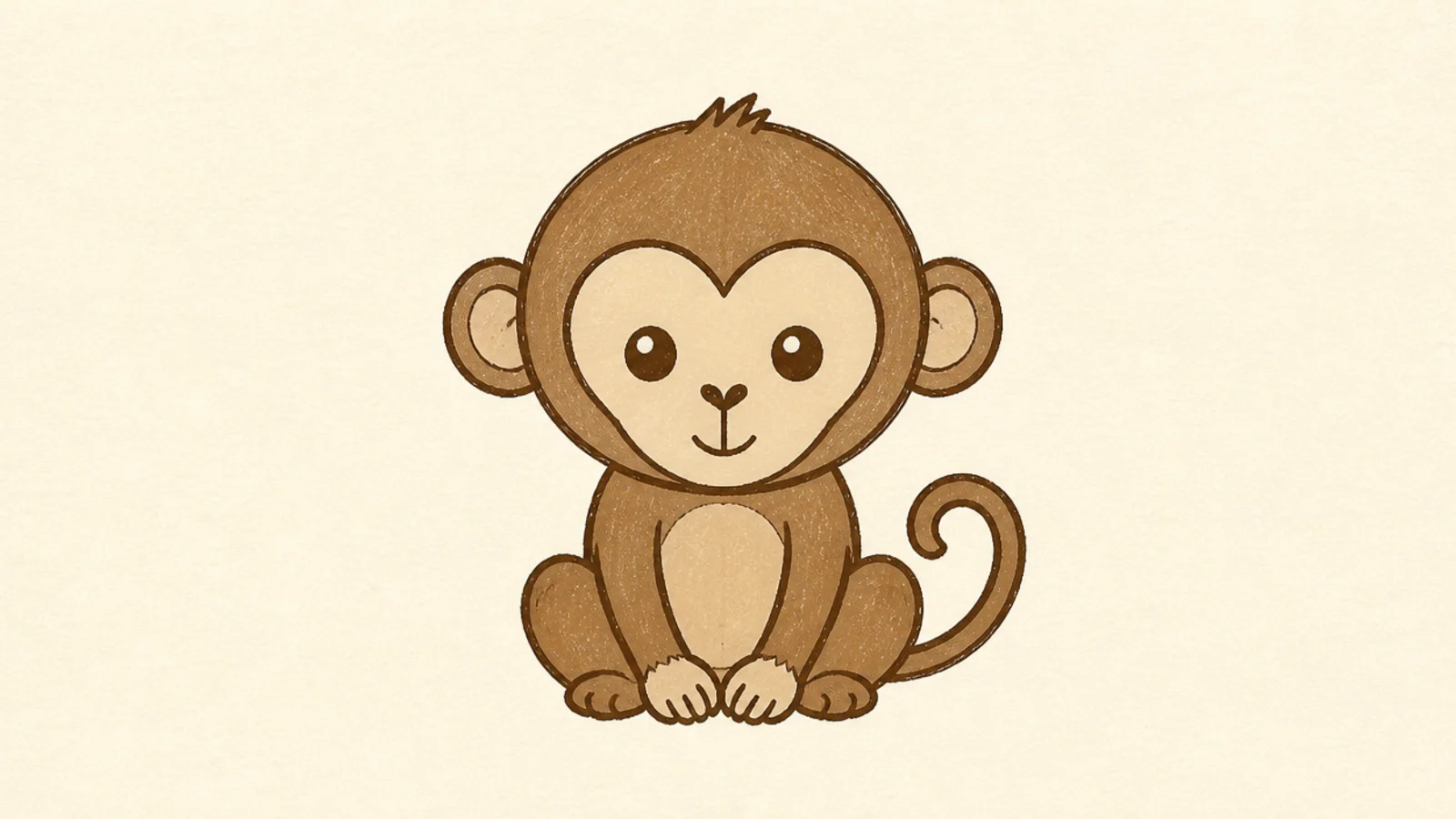A simple monkey face with a clear heart-shaped lighter patch around the eyes