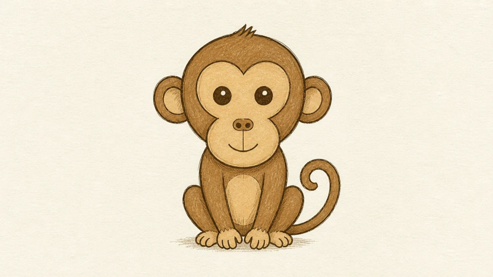 A simple monkey face with a figure-eight peanut-shaped muzzle patch