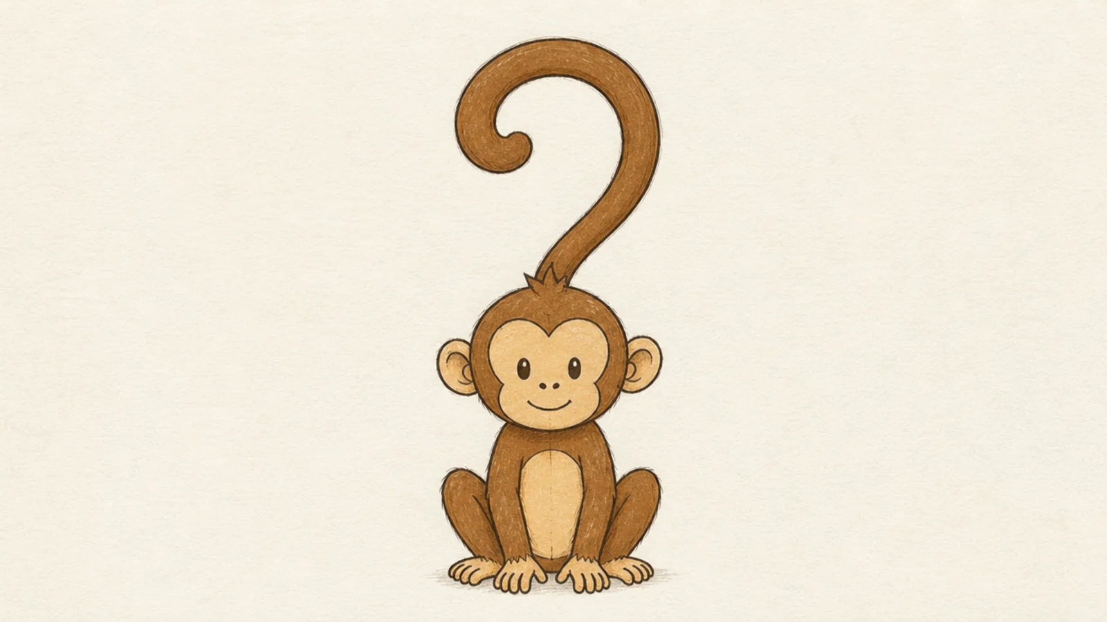 A simple monkey with an exaggerated curling tail