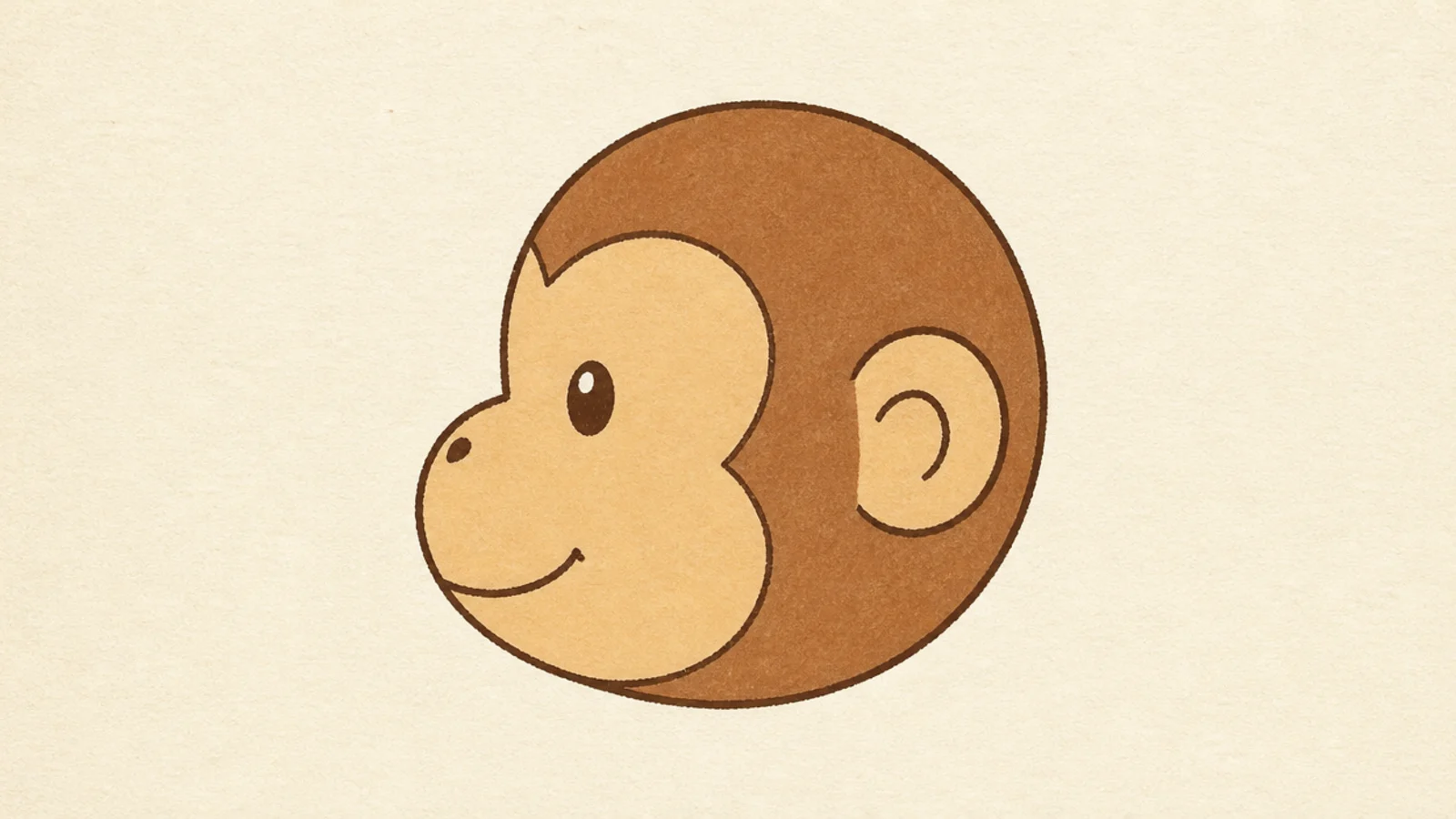 A simple monkey face drawn from the side in profile
