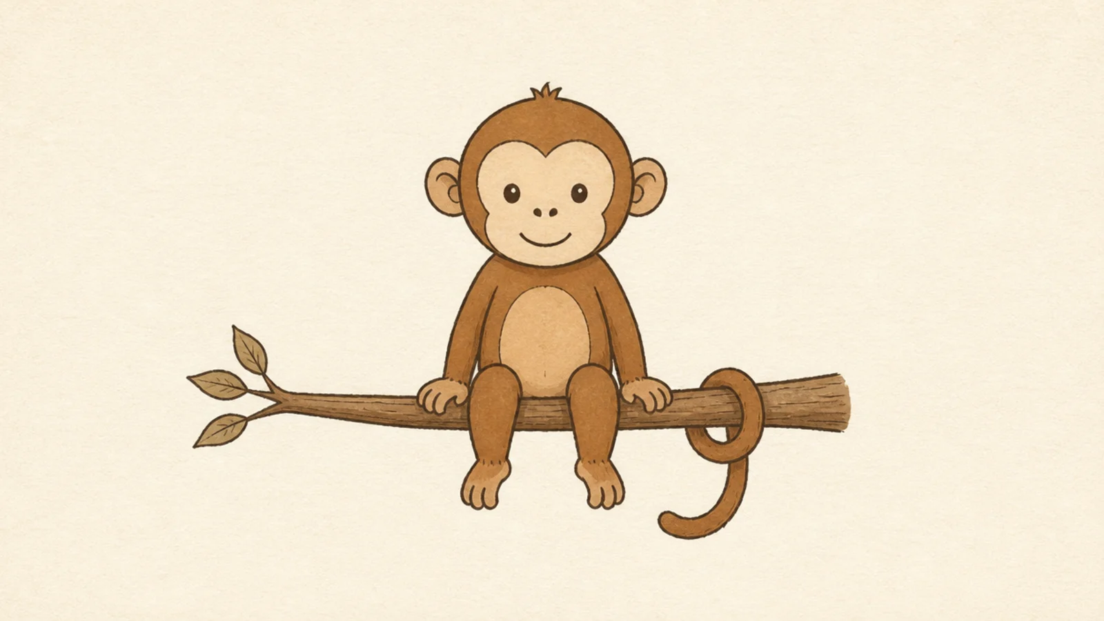 A simple monkey sitting on a horizontal tree branch