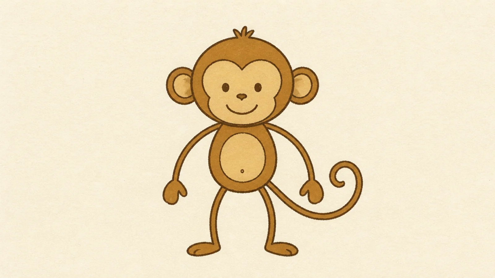 A simple monkey with a round body and long thin stick arms
