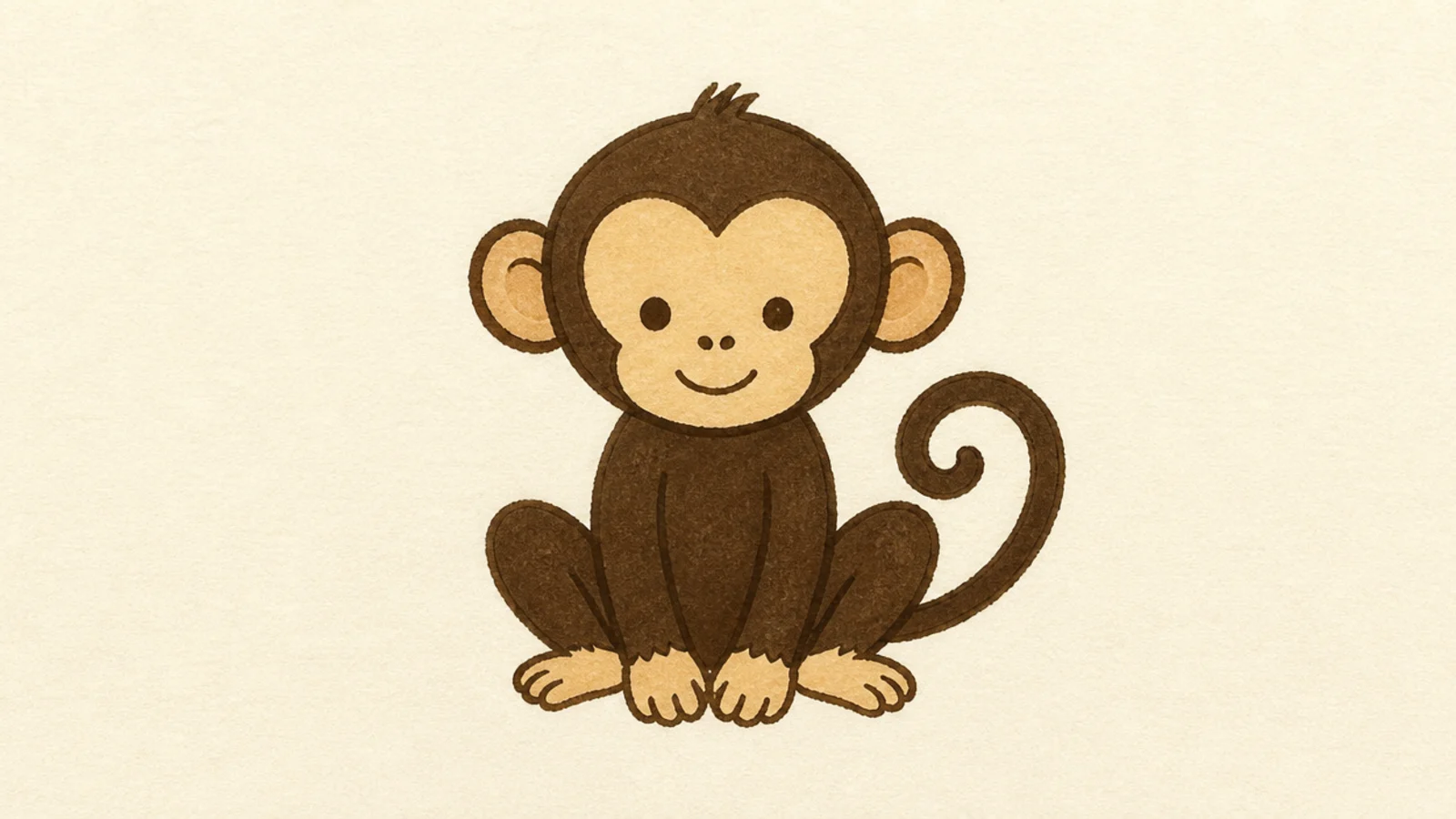 A solid black simple monkey silhouette with a curled tail