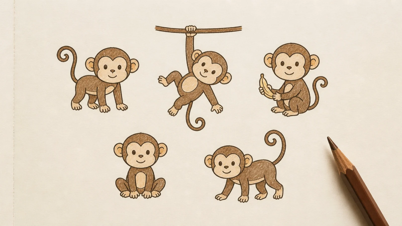 25 Simple Monkey Drawings for Beginners