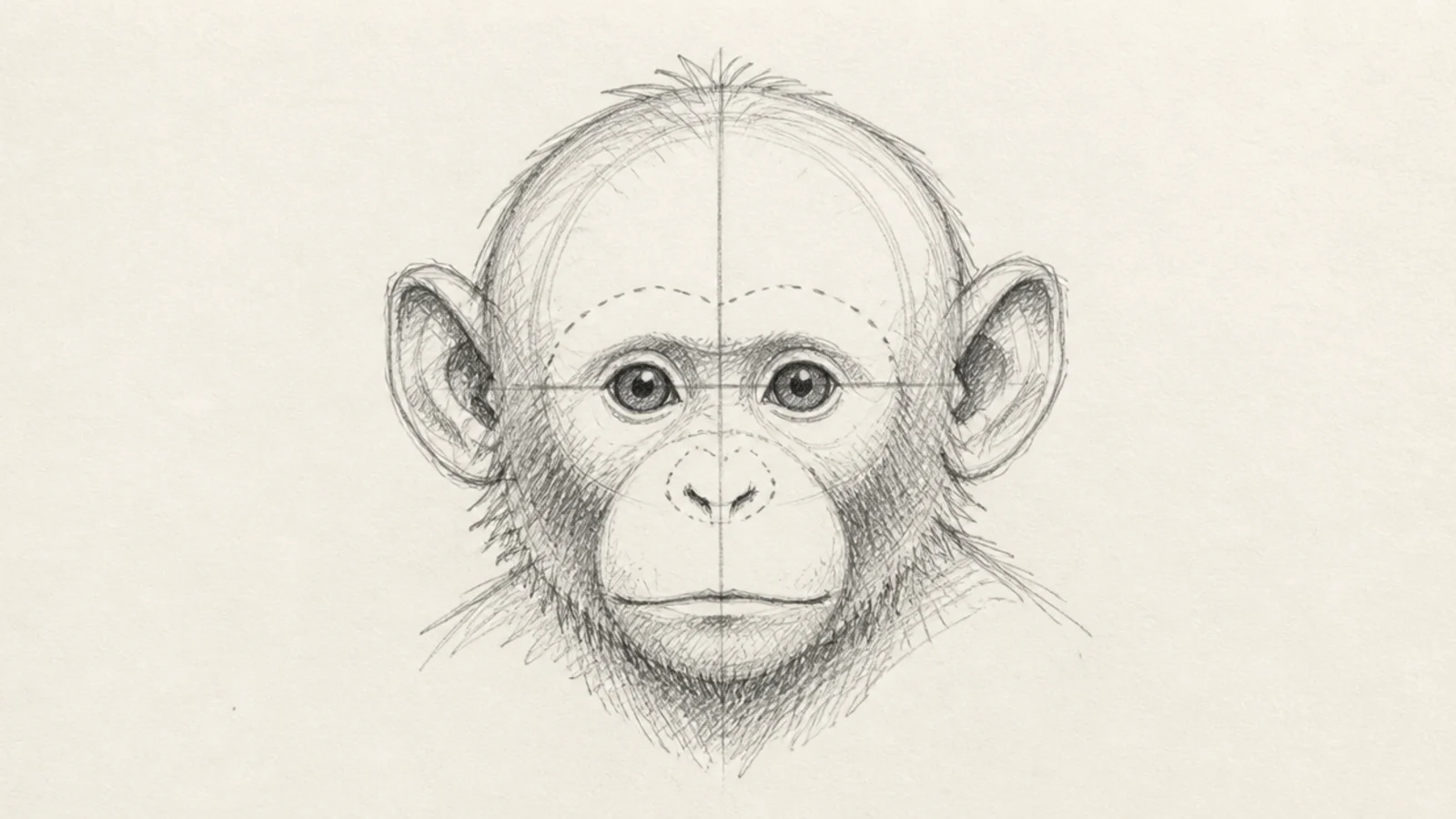 A quick loose pencil study of a monkey's face and features