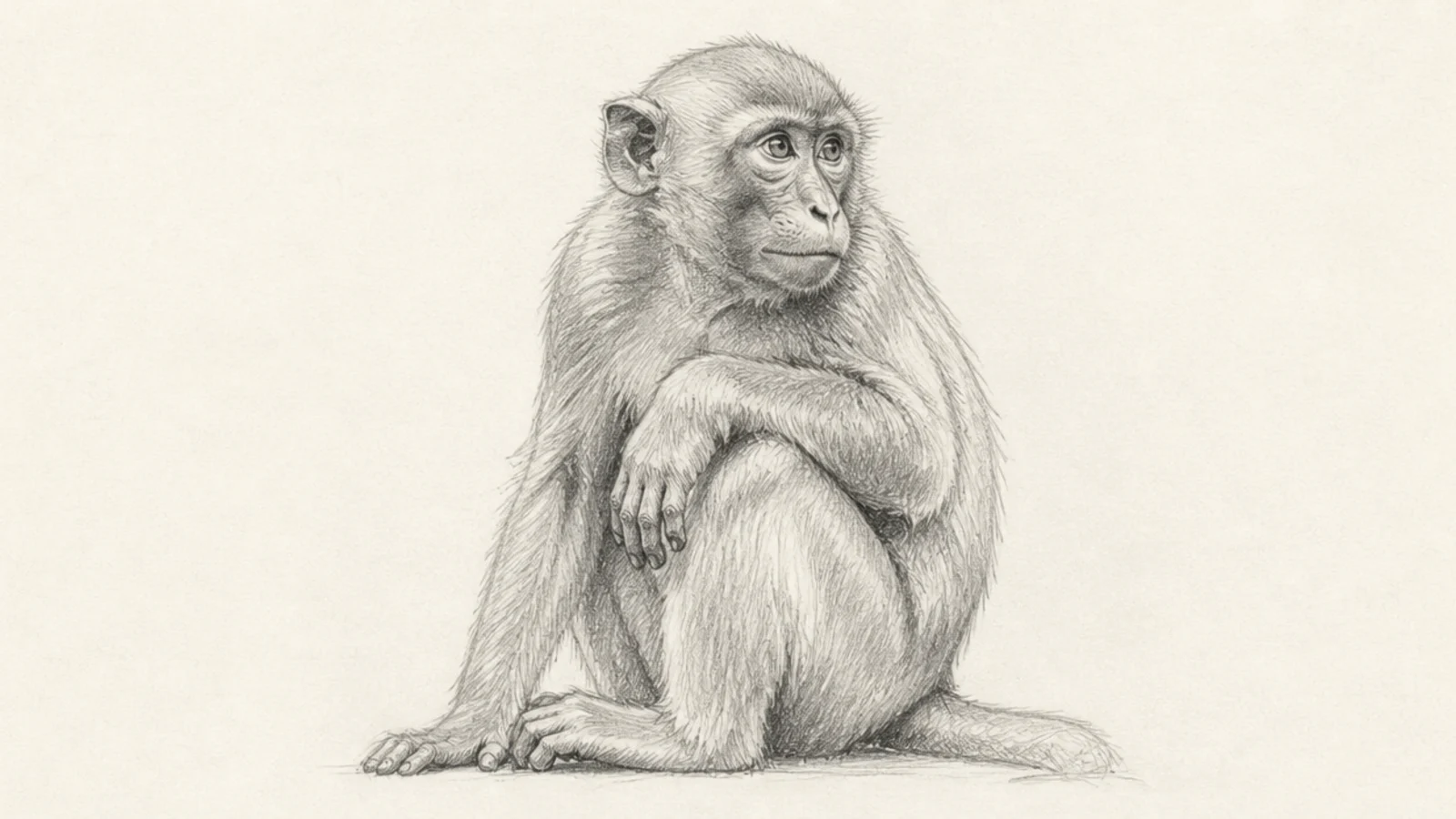 A monkey sketched as simple blocks of light and shadow