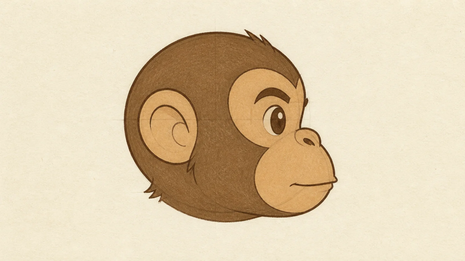 A monkey face drawn in side profile showing the muzzle