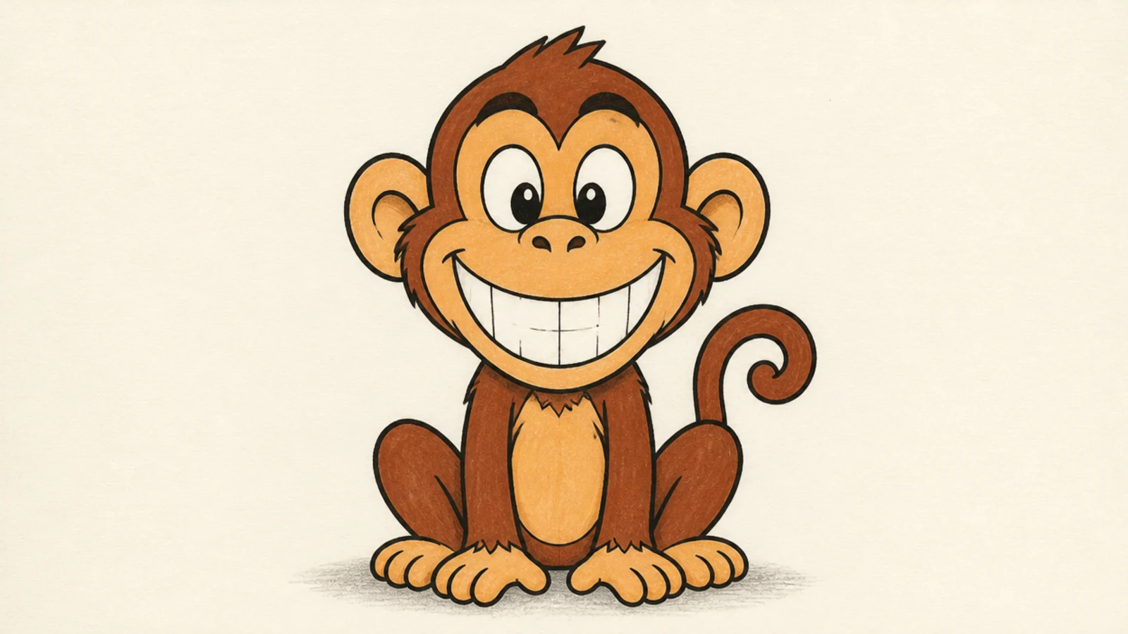 A bold cartoon monkey with a huge grin
