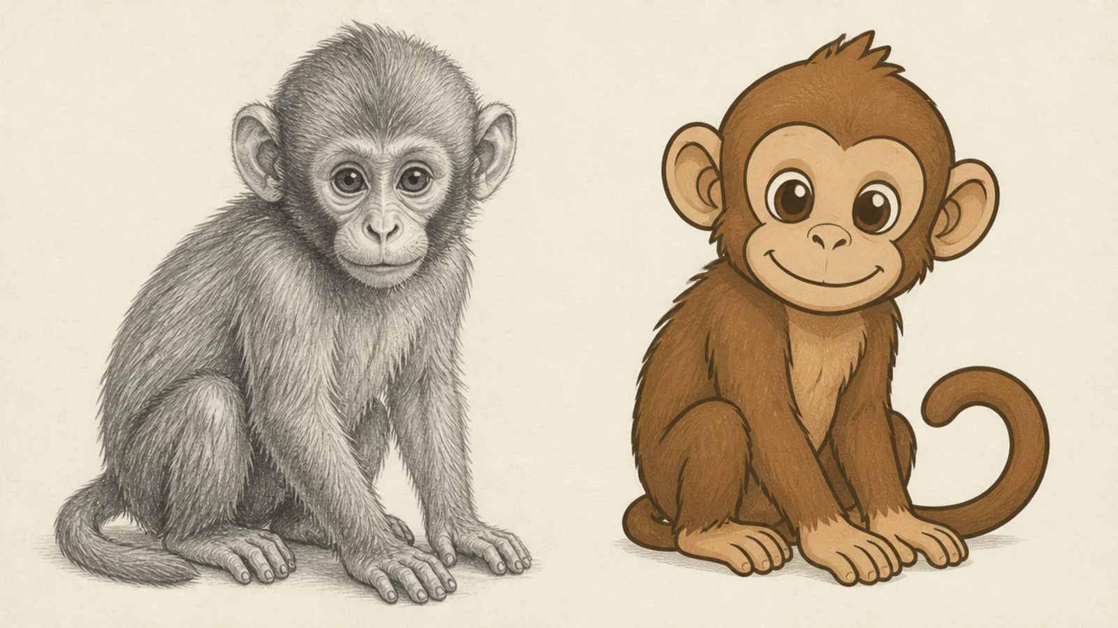 A pencil study focused on realistic monkey fur texture