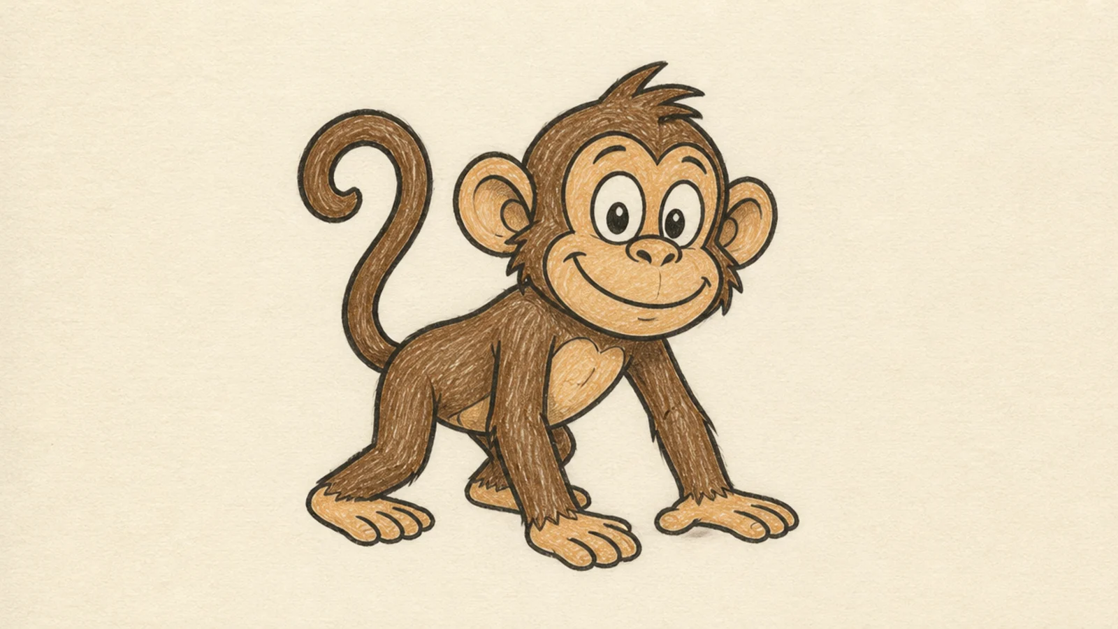 A fast simple cartoon doodle of a monkey