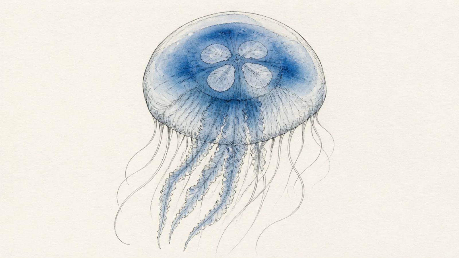 A moon jellyfish with a soft starry galaxy filling its bell