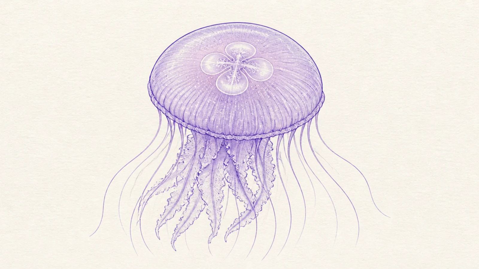 A soft purple moon jellyfish with a gentle glow