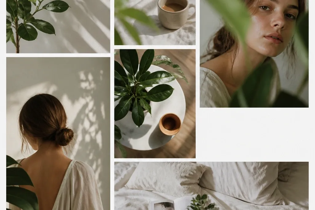 Photo collage ideas layout with plants