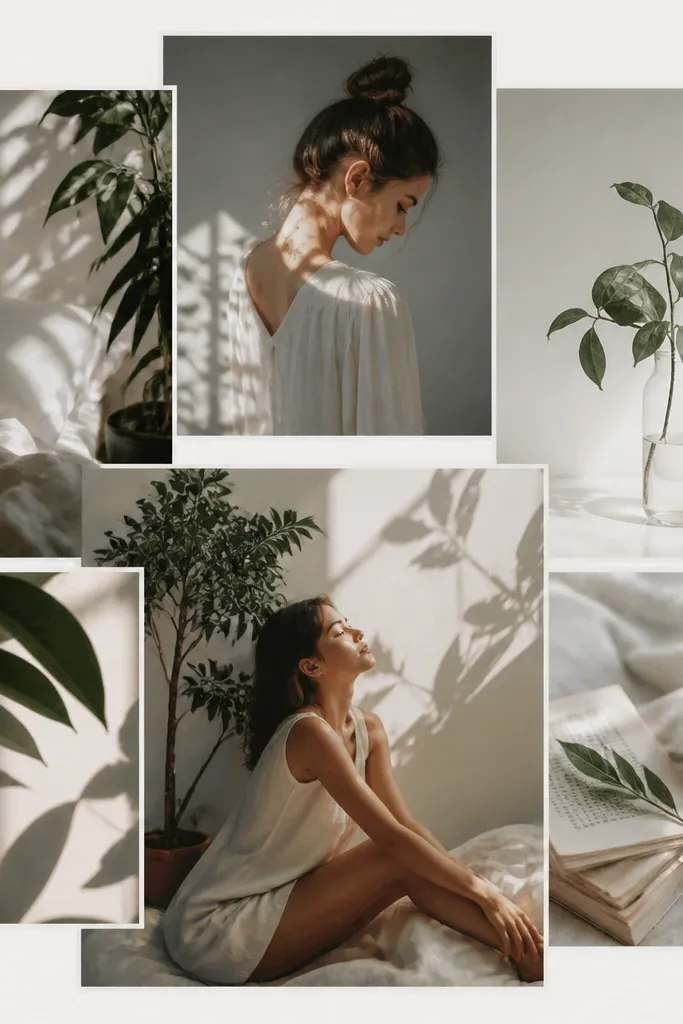 Photo collage ideas layout with plants