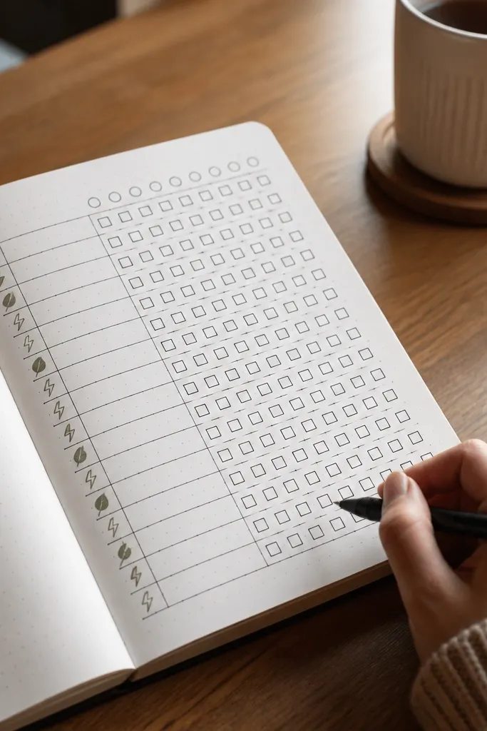 Black checklist lines with a single colored icon column on the left