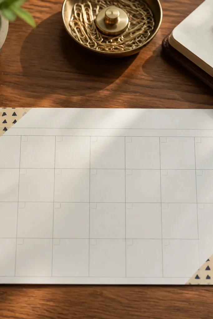 Washi tape corners forming a frame around a title and a small tracker grid