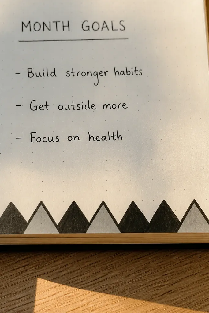 A zigzag footer under a list with month goals written above it