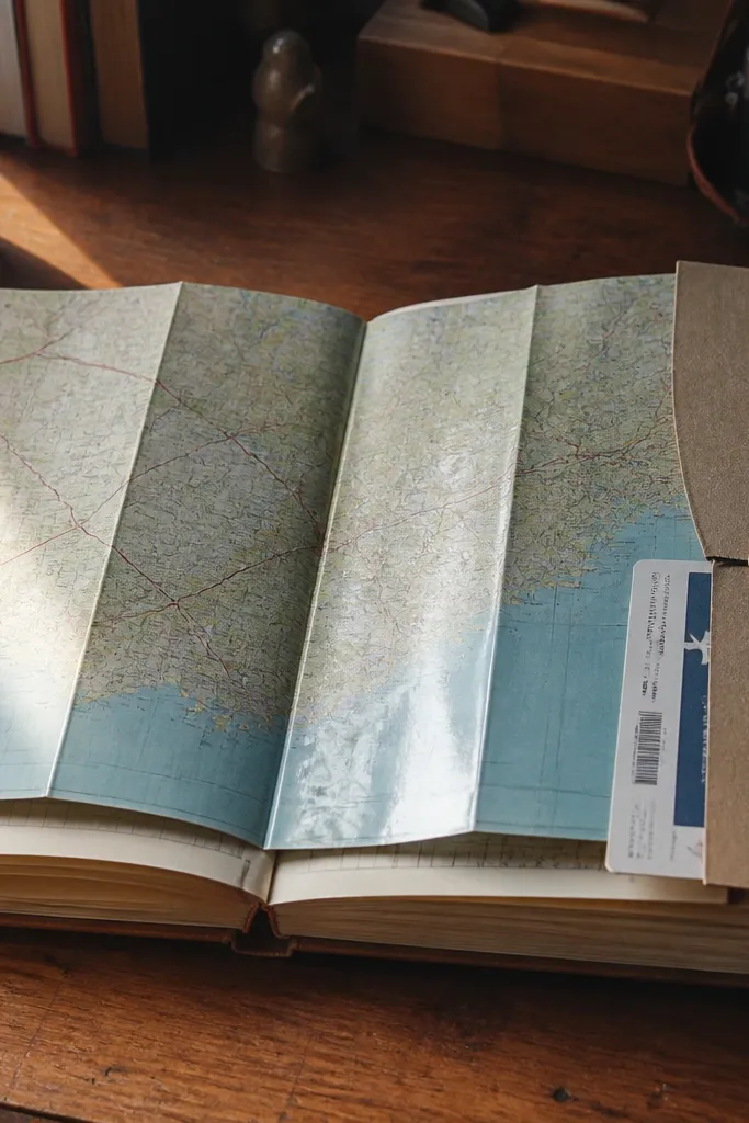 A folded map piece with a date written on the outside and a inside