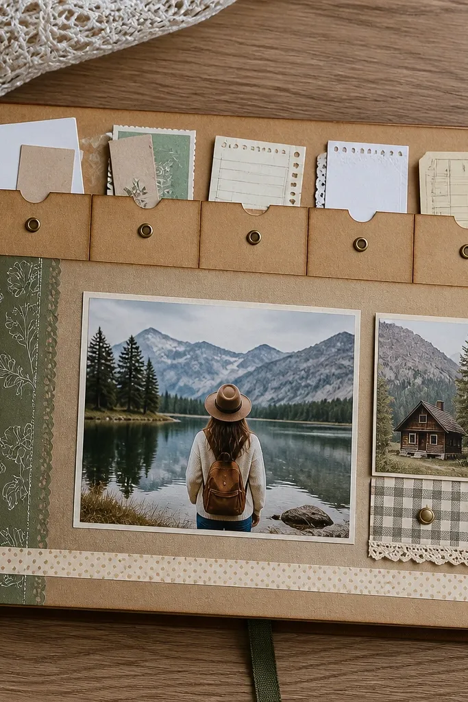 Three small note cards tucked into tab slots with a heart stamp