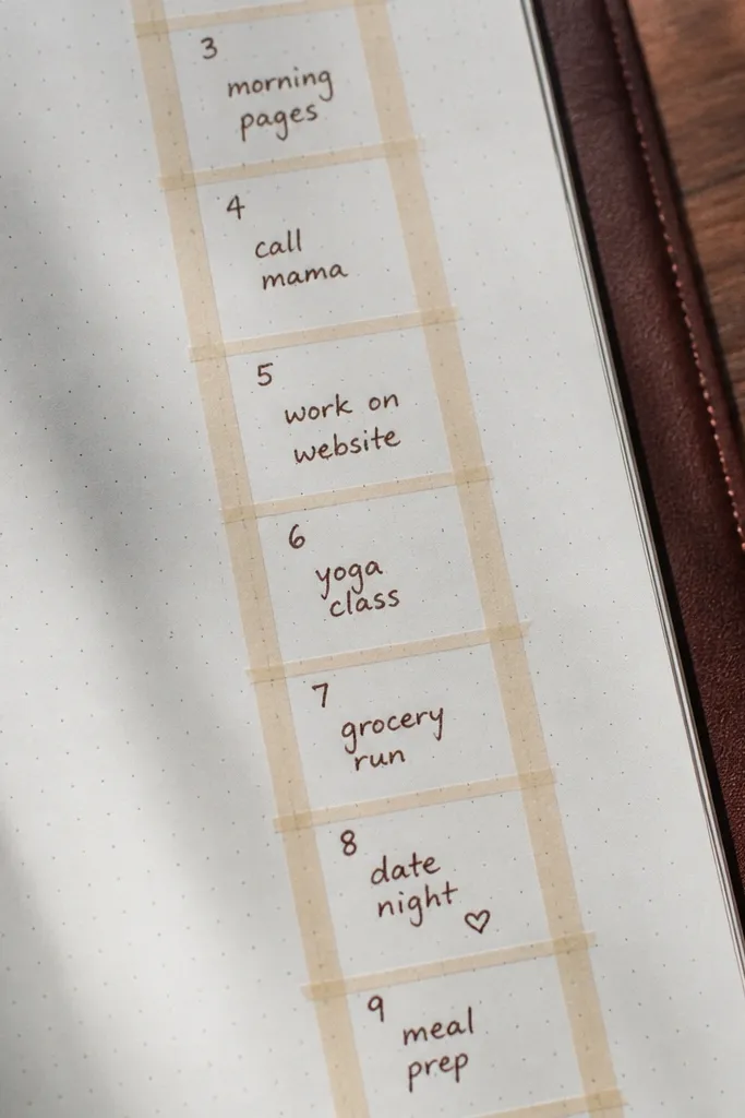 Cream paper with three vertical tape strips and small date boxes.