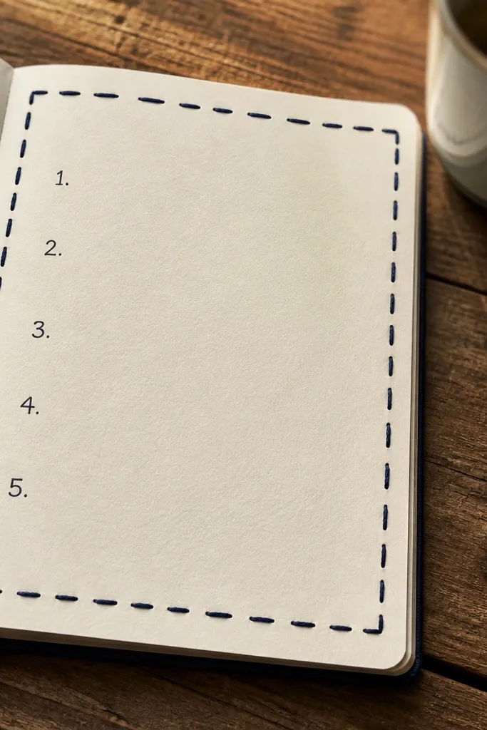 Page with a faux stitched border around the edges in black pen.
