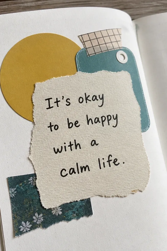 Collage of cut sticker pieces with a handwritten quote in the center.