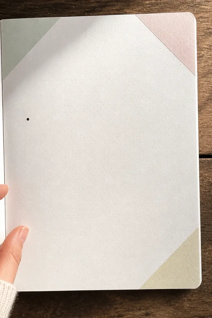 Three washi tape triangle corners on a page with short prompts in the center.