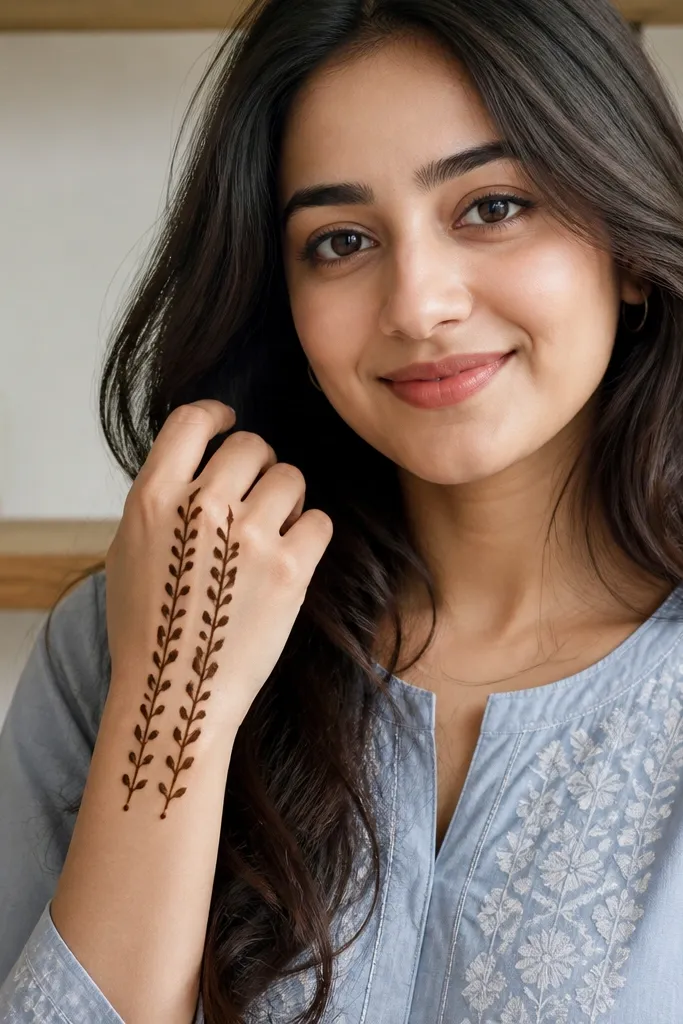 Parallel lines on back hand with small leaf hooks between them