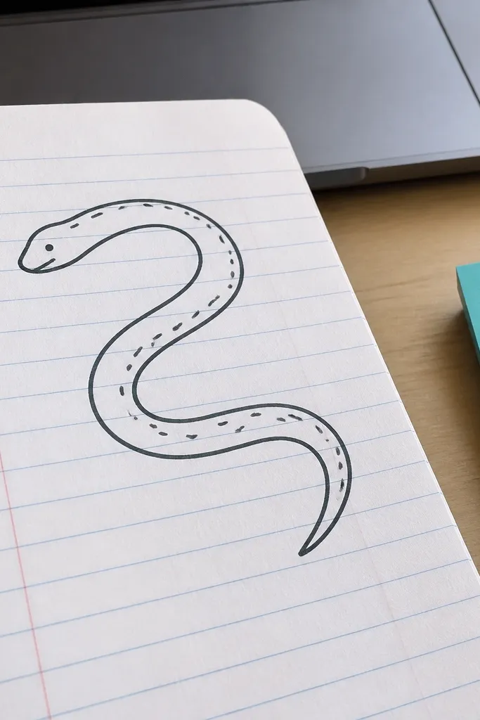Simple cartoon snake with an S-shaped body and a rounded head
