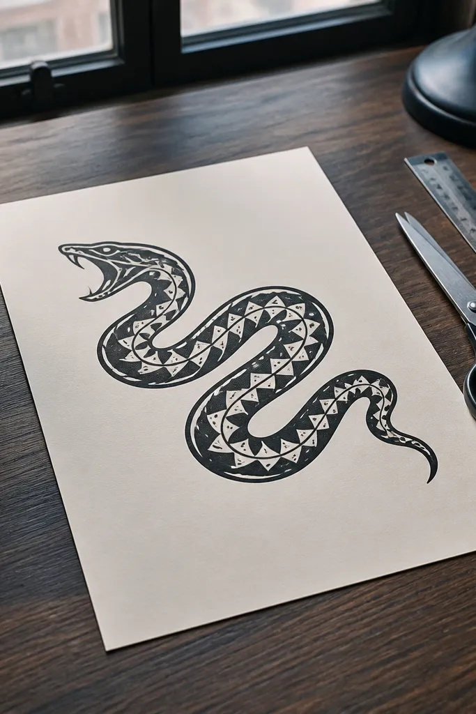 Snake with a triangular head and zigzag scale ribs
