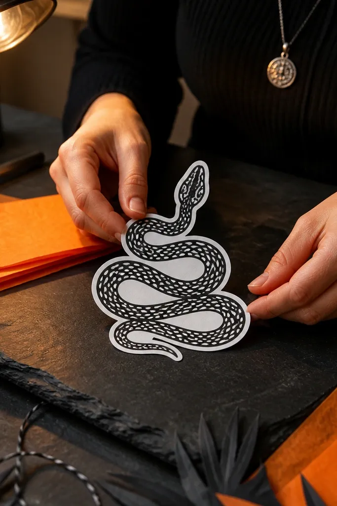 Dark marker snake with white dots for scales
