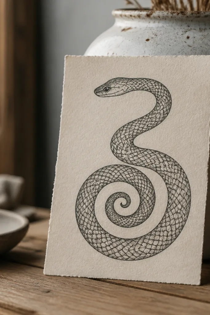 Snake with a spiral tail and arc-shaped scales