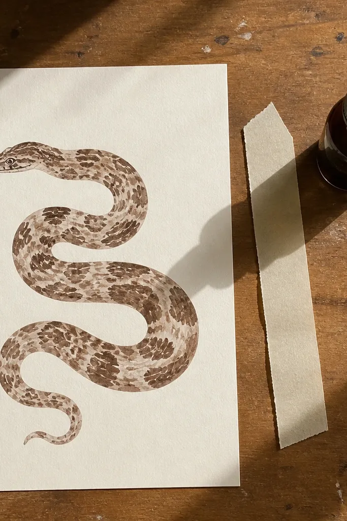 Snake with a shed-skin look and ragged edge scale patches