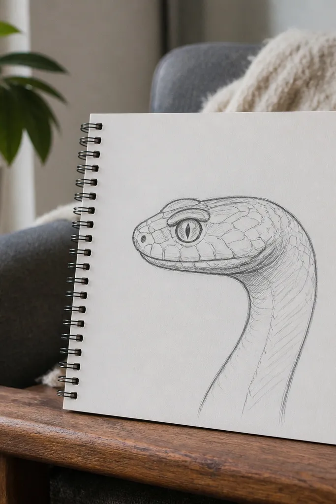 Side-view snake head with eyebrow-like scale lines and simple body
