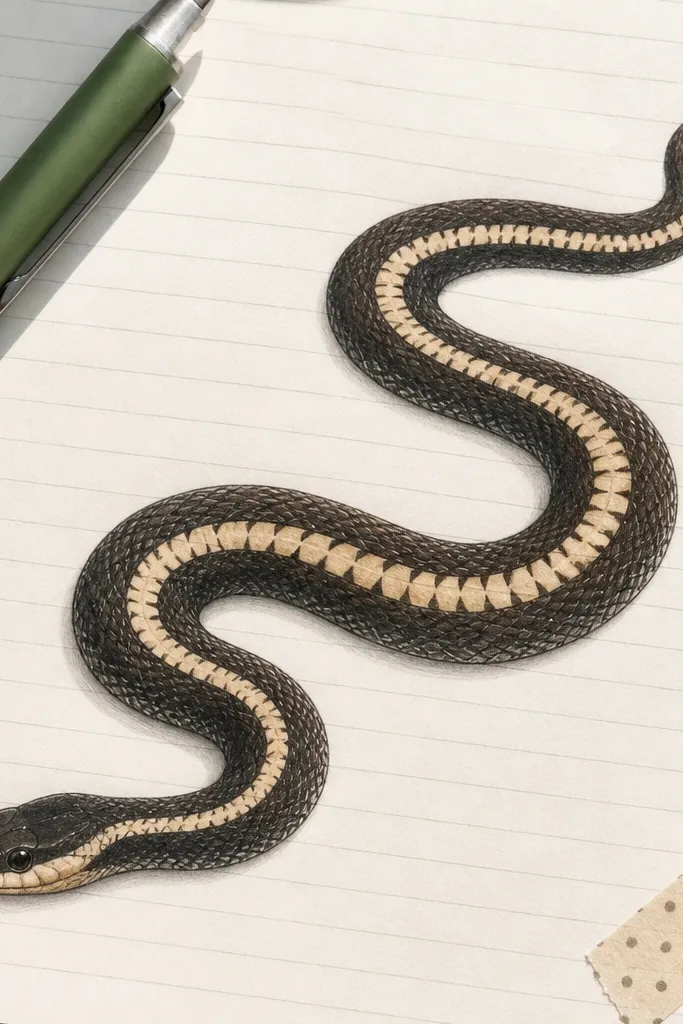 Snake with a patterned belly stripe and minimal scale dots