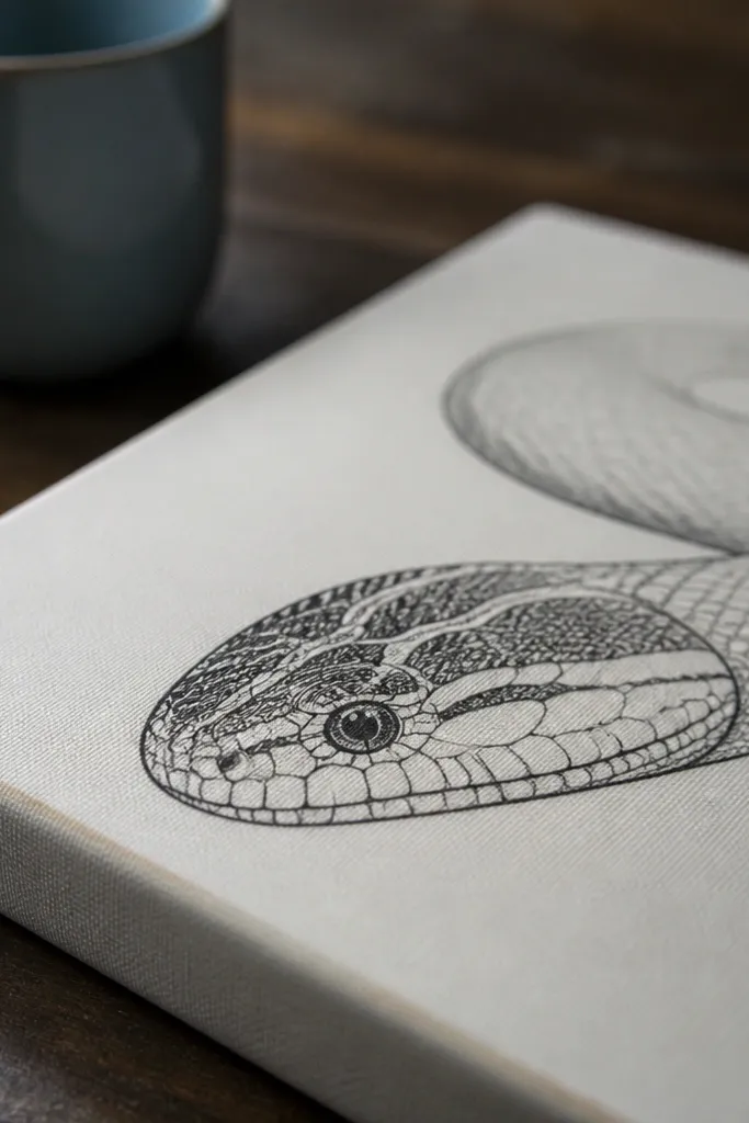 Snake with patterned head scales and a simple body outline